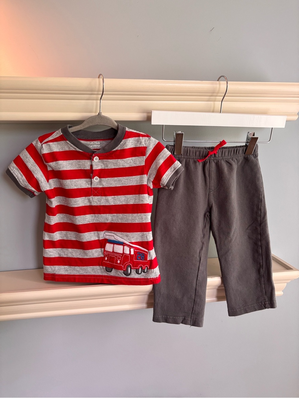 Child of Mine Striped Red and Gray Pants and Matching Shirt